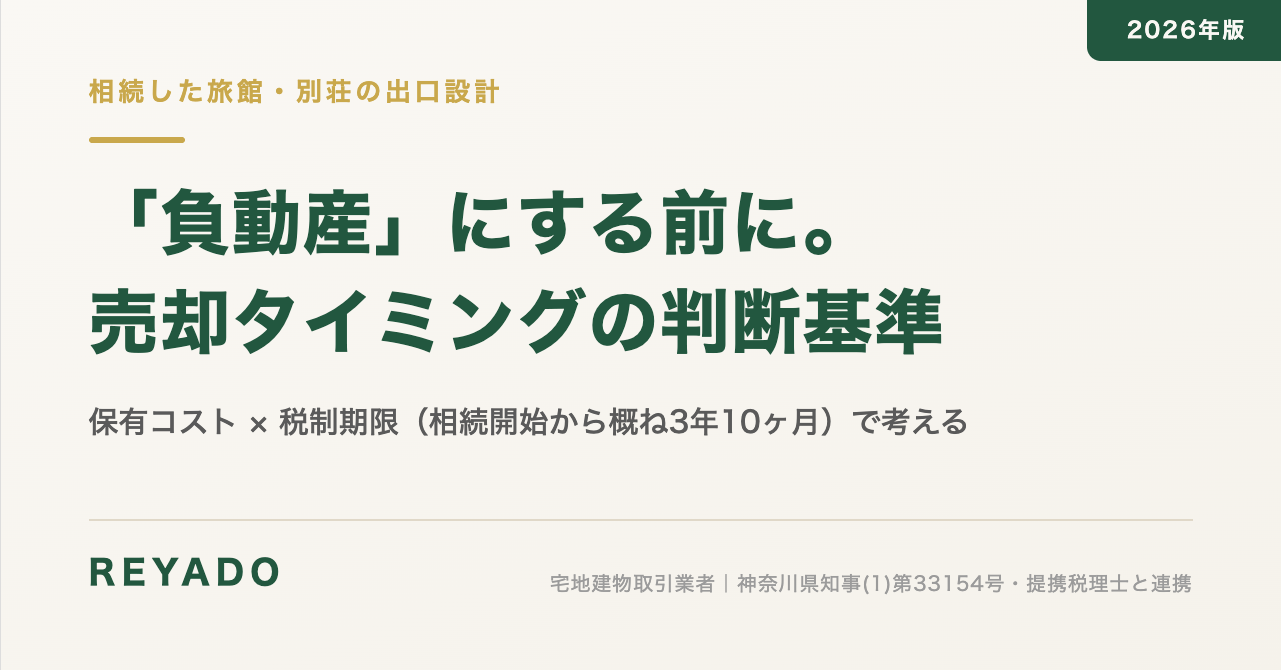 相続した旅館・別荘はいつ売る？負動産化を防ぐ売却タイミングの判断基準
